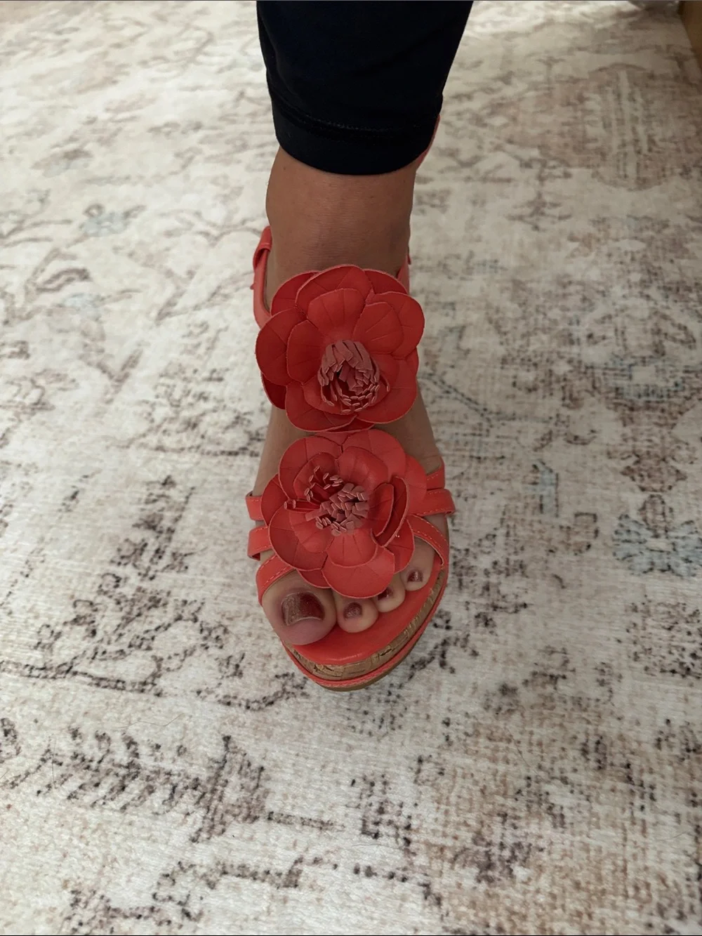 Wanted Coral Floral Wedge Sandals